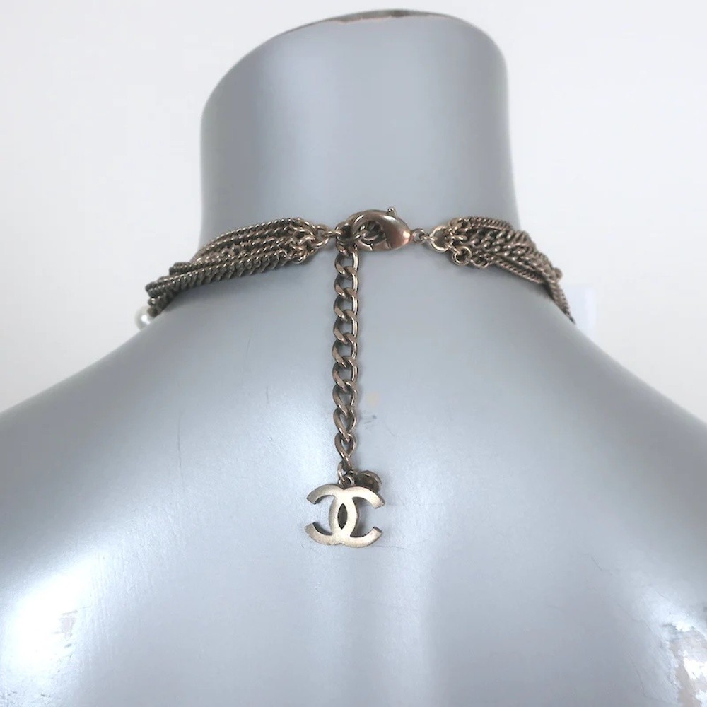 Chanel 06P Runway CC Feather Necklace Draped Chains Pearls & Beads - Picture 6 of 9